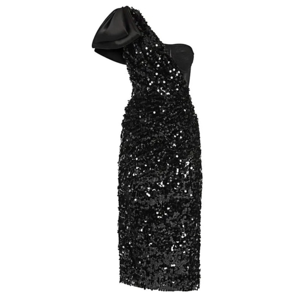 Dolce & Gabbana Black Sequin One-Shoulder Dress